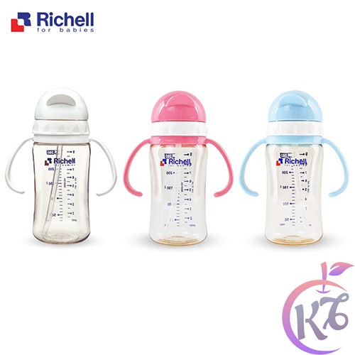 Bình tập uống nước ống hút có tay cầm Richell 200ml nhựa PPSU cao cấp ( 3 màu ) - binh tap uong nuoc cho bé