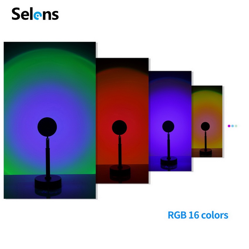 Đèn led Neon SELENS chiếu cảnh hoàng hôn màu cầu vồng dùng trang trí