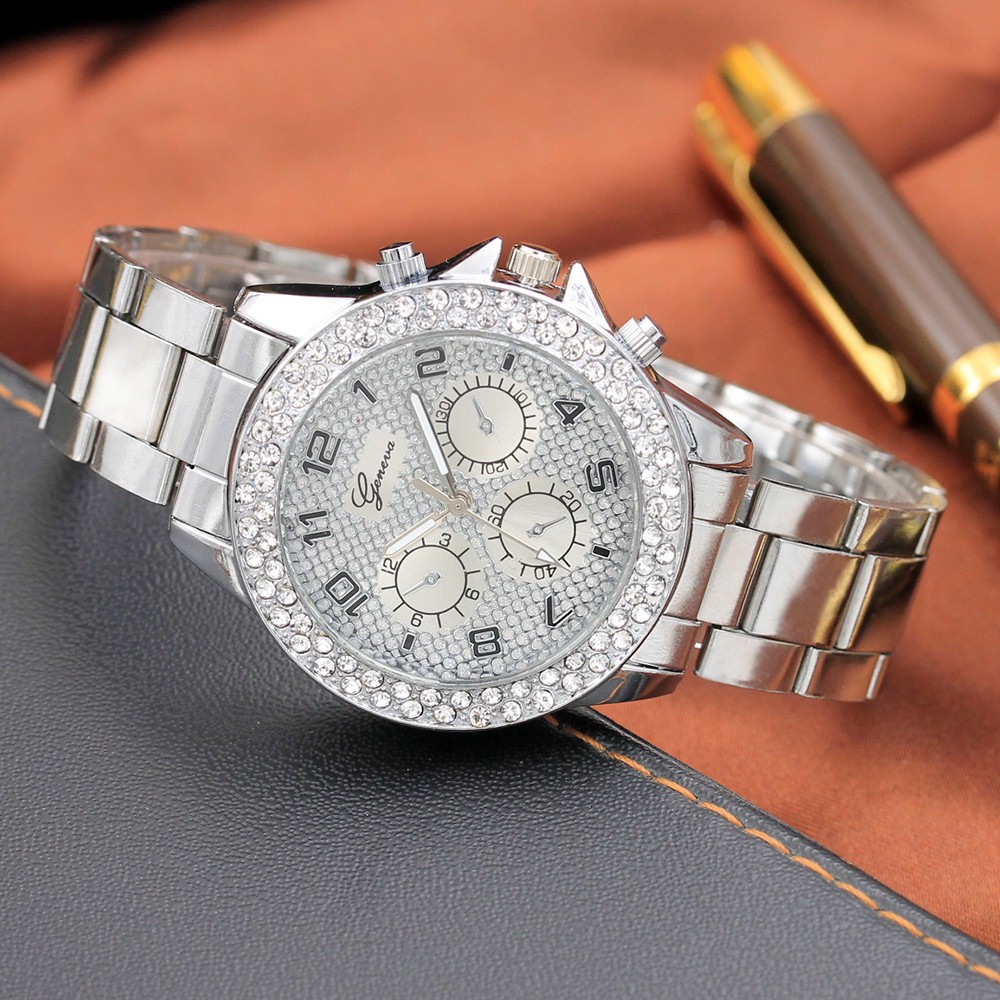 Geneva Double Ring Six Stitches Grind Arenaceous The Font Diamond Watch