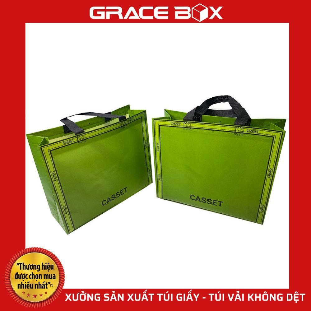 Túi Vải Không Dệt Cáng Màng PP Chống Thấm Cao Cấp Màu Xanh Lá - Siêu Thị Bao Bì Grace Box