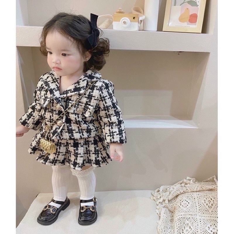 Set váy dạ cao cấp cho bé gái