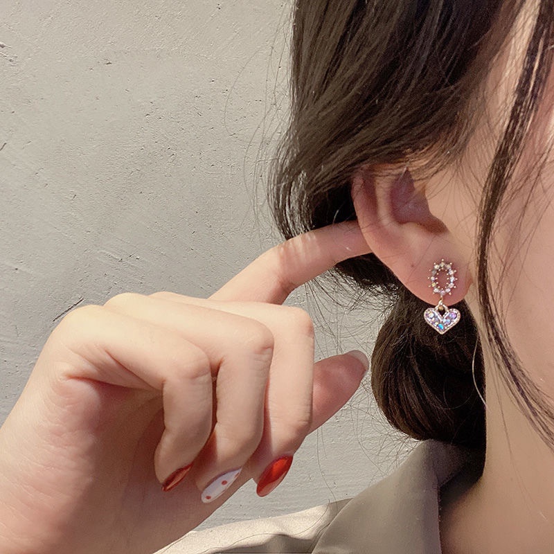 Bông Tai Hình Tròn Nhỏ Đính Đá Lấp Lánh Phong Cách Hàn Quốc Cho Nữ