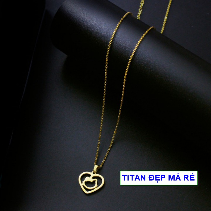 Dây chuyền titan màu vàng nữ hình con vật cute - Hàng titan vàng 18k sáng bóng đẹp - Cam kết 1 đổi 1 nếu đen và gỉ sét