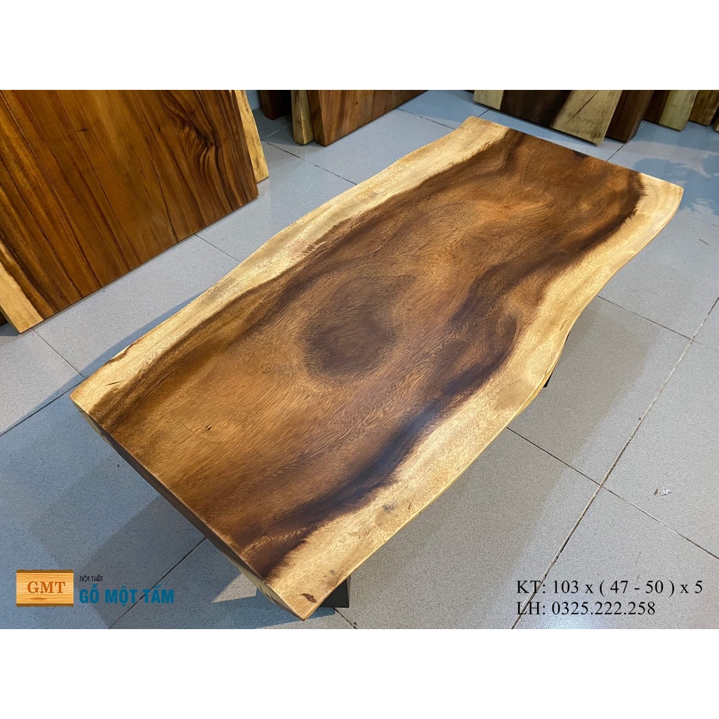 Mặt Bàn Phòng Khách Hiện Đại, Bàn Ngồi Bệt Gỗ Me Tây, Bàn Trà Gỗ Me Tây, Bàn Sofa Gỗ Dài 1,03m Rộng 50cm Dày 5cm