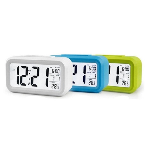 Đồng hồ báo thức điện tử để bàn, màn hình LCD đa chức năng: thời gian, báo thức, lịch, nhiệt độ