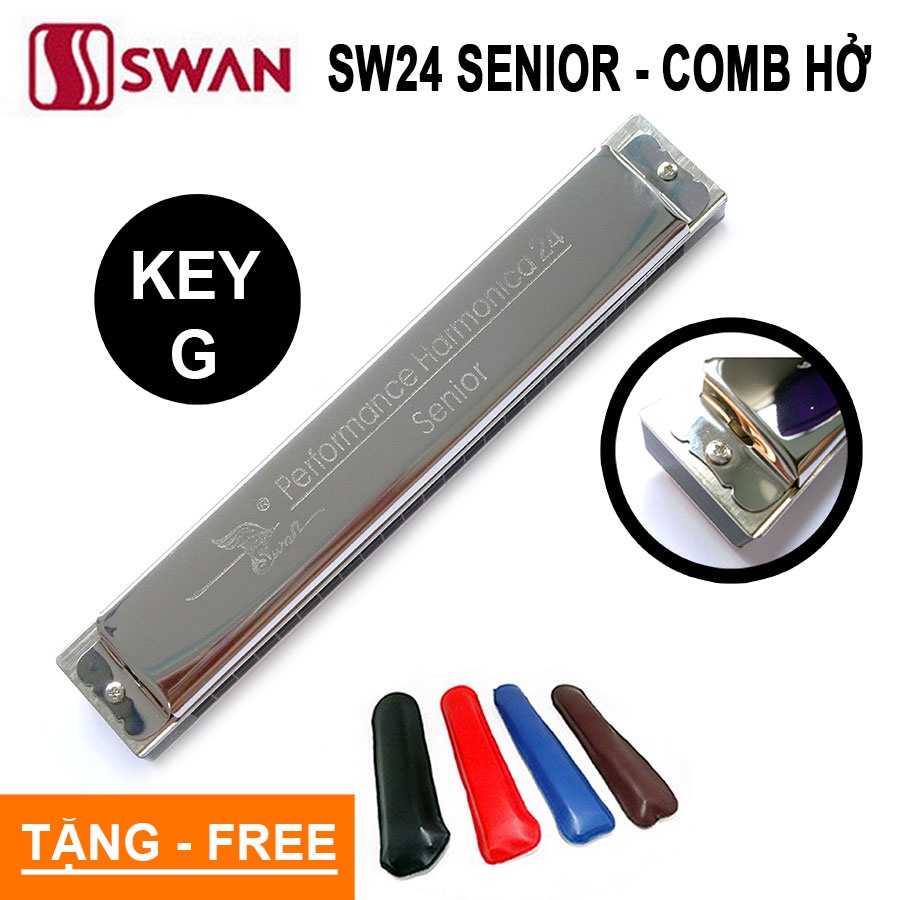 Kèn harmonica tremolo Swan Senior comb hở SW24H key G Có Clip Thực Tế