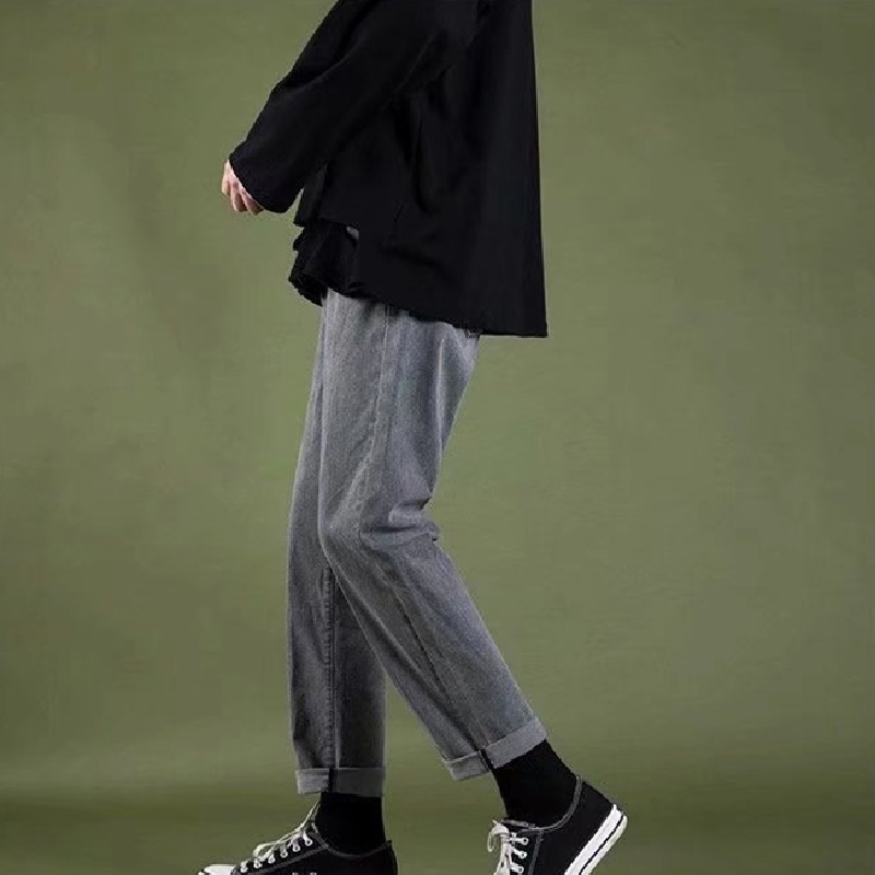 Quần jeans Trơn Dáng Suông Rộng Thoải Mái Phong Cách Thời Trang Hàn Quốc Cho Nam Giới size S-3XL