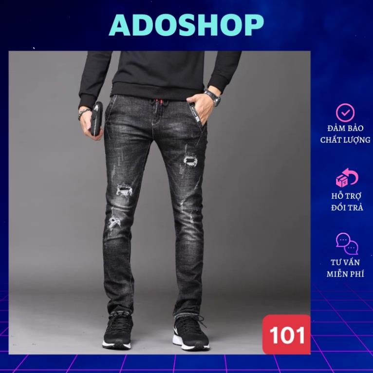 Quần jean nam màu xám đen đậm trơn không rách gối chất bò cao cấp co dãn 4 chiều đẹp from dáng rin skinny ADO Q86 !