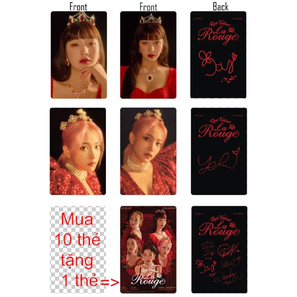 Mua 10 thẻ tặng 1 thẻ card nhựa Red Velvet - La Rouge concert có chữ ký, có in theo yêu cầu | BigBuy360 - bigbuy360.vn