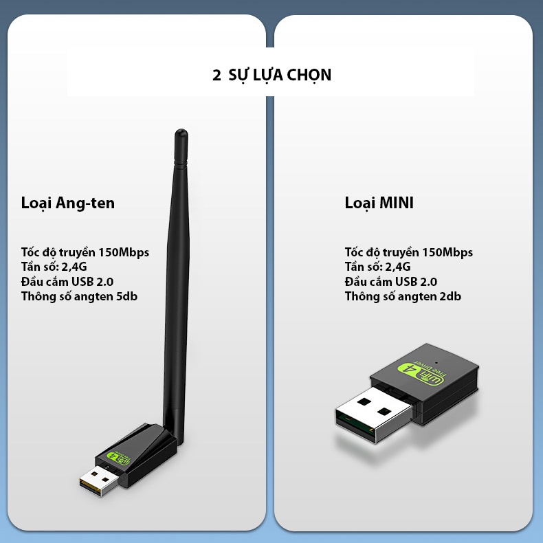 [2.4GHz/150Mbps] Thiết Bị Chuyển Đổi Nhận WI-FI Mạng Không Dây Đầu Cắm USB 2.0