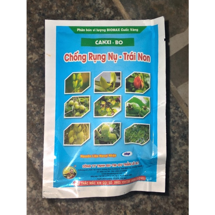 Canxi Bo Chống Rụng Nụ Hoa, Trái Non, Nứt Trái Dạng Gói 25G