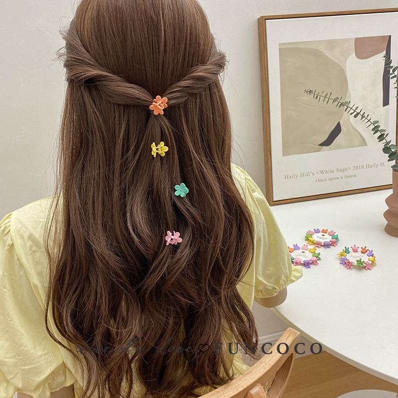 Set 10 Kẹp Tóc Hình Bông Hoa Nhiều Màu Dễ Thương Phong Cách Hàn Quốc Cho Bé Gái