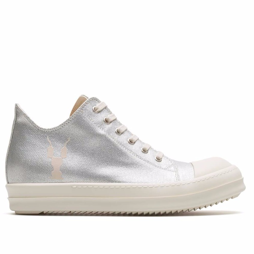 Giày cổ thấp Rick Owens DRKSHDW silver low top sneakers fw20