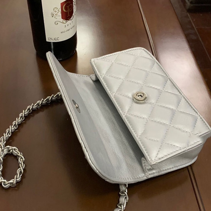 Ielgy Túi Đeo Chéo Vai Xỏ Hạt Hình Thoi Màu Bạc Điều Chỉnh Được Cho Nữ