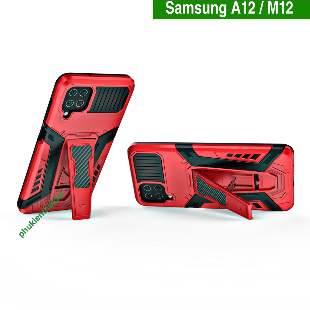 Ốp lưng Iron Man Pro Samsung M12 / A12 chống sốc giá đỡ mặt lưng siêu bền bảo vệ toàn diện