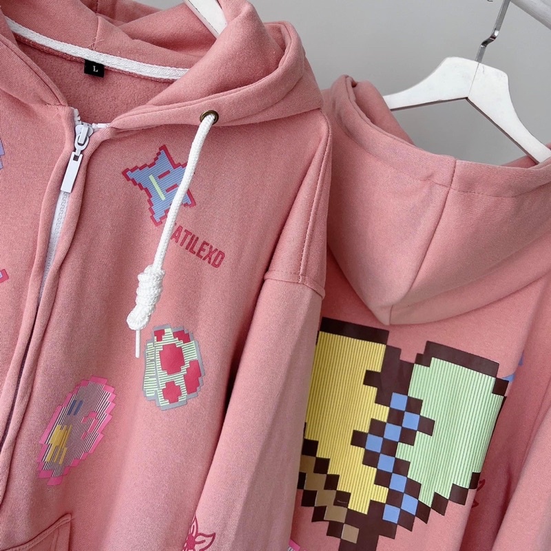 [chính hãng] Áo Khoác Zip Kéo Form Rộng ICON GAME CUTE - pqk boutique