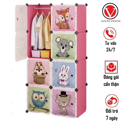 Tủ nhựa ghép 8 ngăn sắp xếp quần áo tiện lợi dễ vệ sịnh V LUCKY HOUSE VLK46