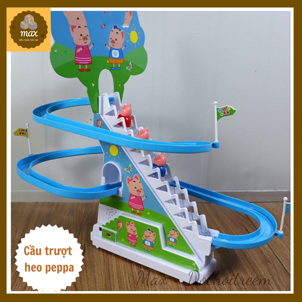 Bộ Đồ Chơi Heo Peppa Cầu Trượt Leo Cầu Thang Chiếu Sáng Phát Nhạc Ngộ Nghĩnh Cho Bé