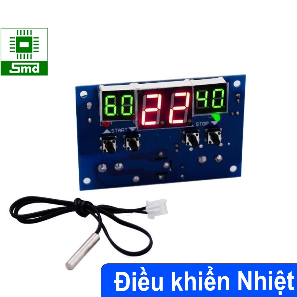 Mạch điều khiển nhiệt độ W1401 12V nhiệt độ led kĩ thuật số Cảm biến nhiệt bật tắt điều khiển quạt, máy ấp trứng sấy