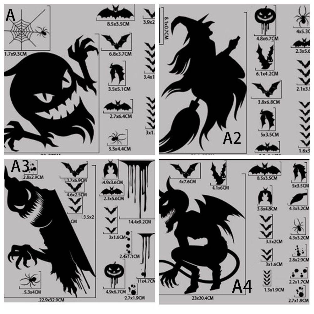 JARRED Miếng Dán Cửa Sổ Trang Trí Halloween Hình Phù Thủy Ma Khổng Lồ Dễ Sử