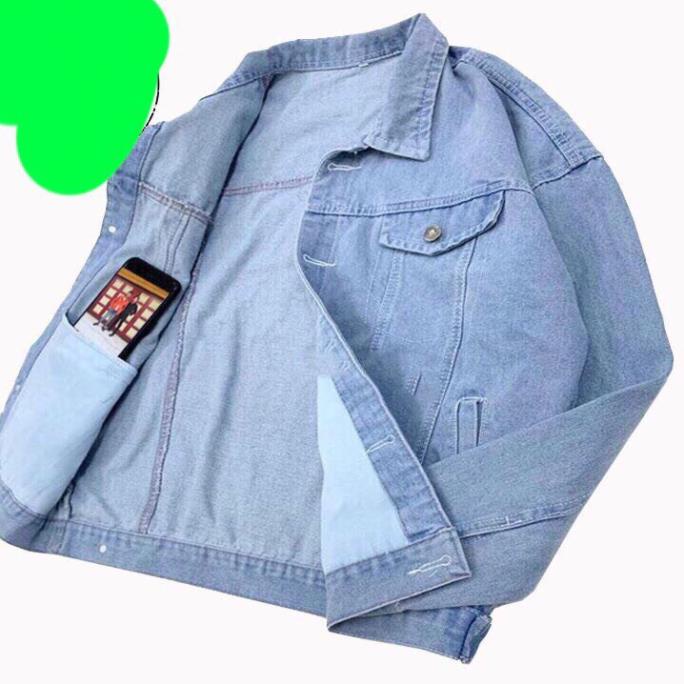 Áo khoác Jean Nam nữ xanh, Áo bò unisex chống nắng