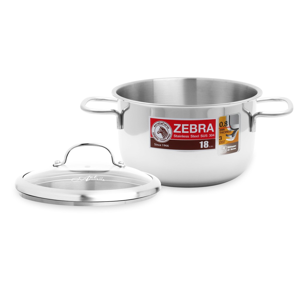 Nồi ZEBRA Thailand Cao cấpInox Extreme Infinity 18cm, nắp kính-162295