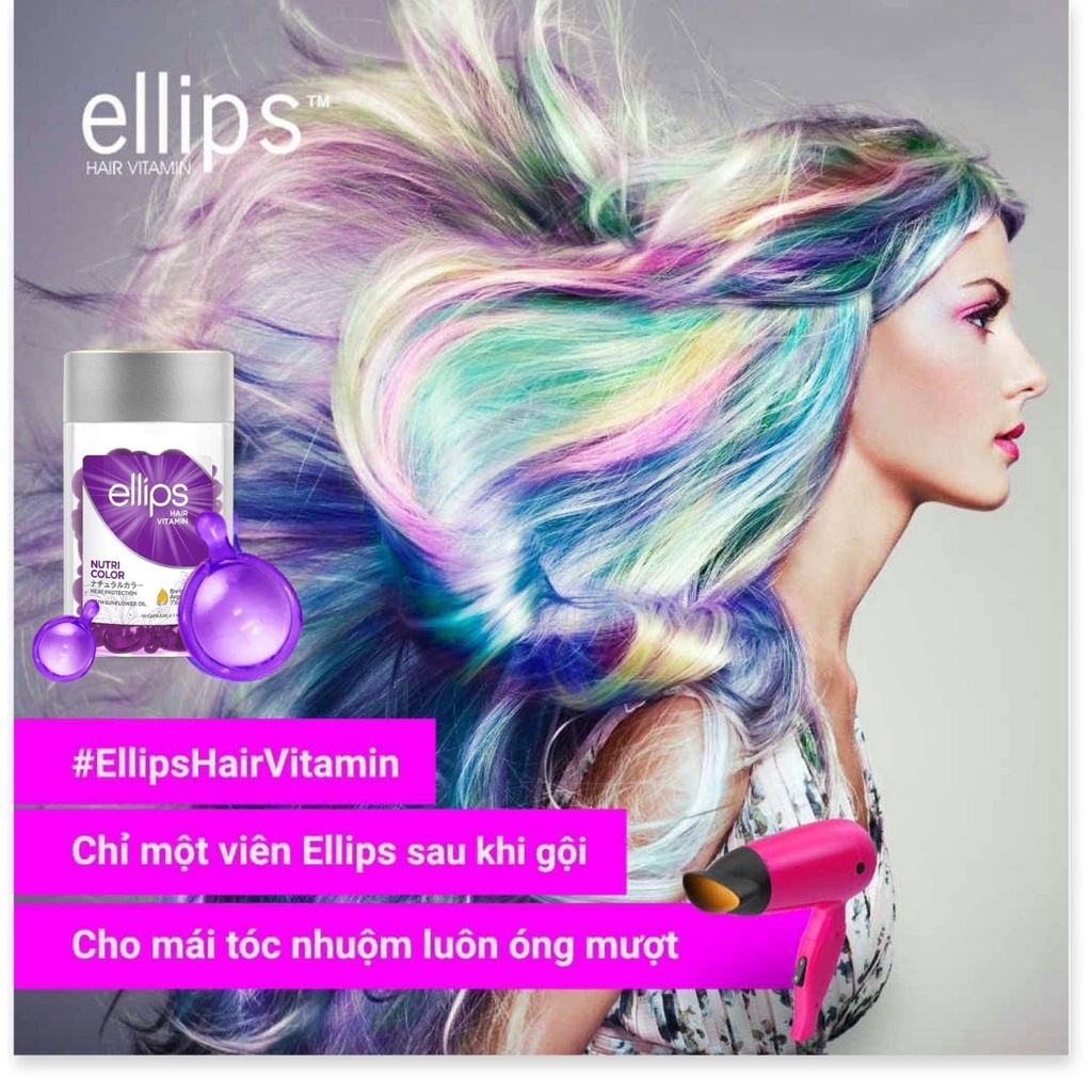 Serum Dưỡng Tóc Ellips Hair Vitamin  Giúp Tóc Phục Hồi, Nuôi Dưỡng Óng Mượt, Giữ Màu Tóc Nhuộm, Tóc Khỏe