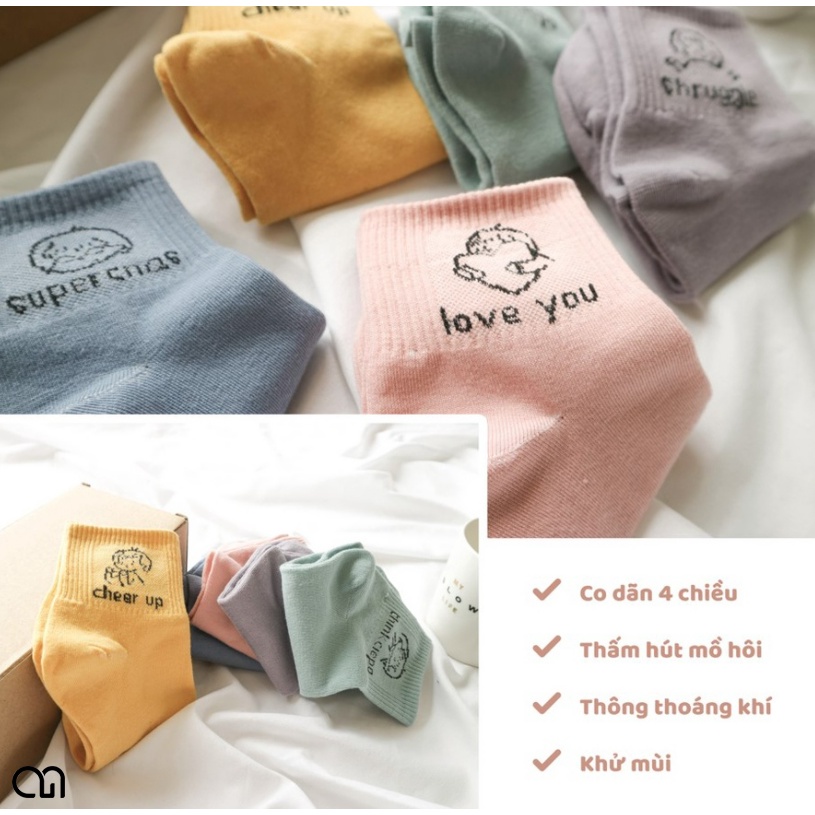 Tất Cổ Ngắn Nữ Thời Trang Hàn Quốc - Vớ Nữ Ngắn Họa Tiết Dễ Thương Nhiều Màu Phong Cách Unisex