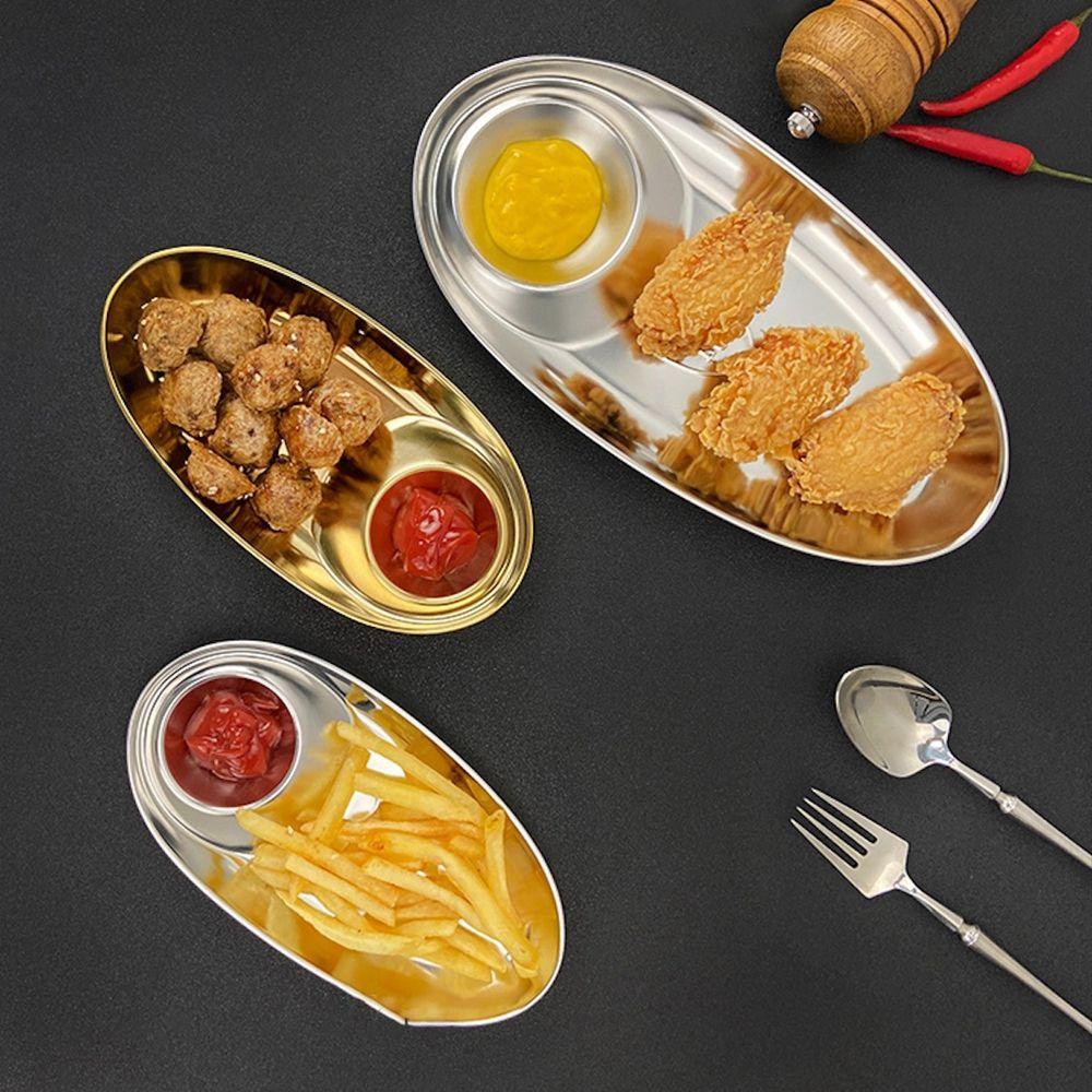 Đĩa Đựng Khoai Tây Chiên Chia Ngăn Hình Oval Tiện Dụng
