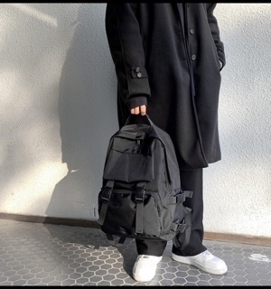 Balo Full Black có quai cài trước ngực