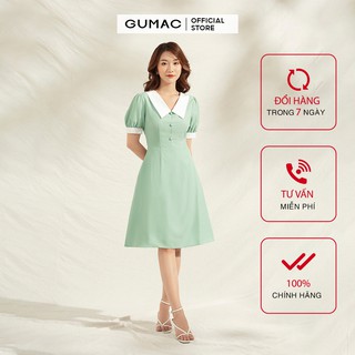 Đầm nữ phối lá cổ trắng DA1108 GUMAC