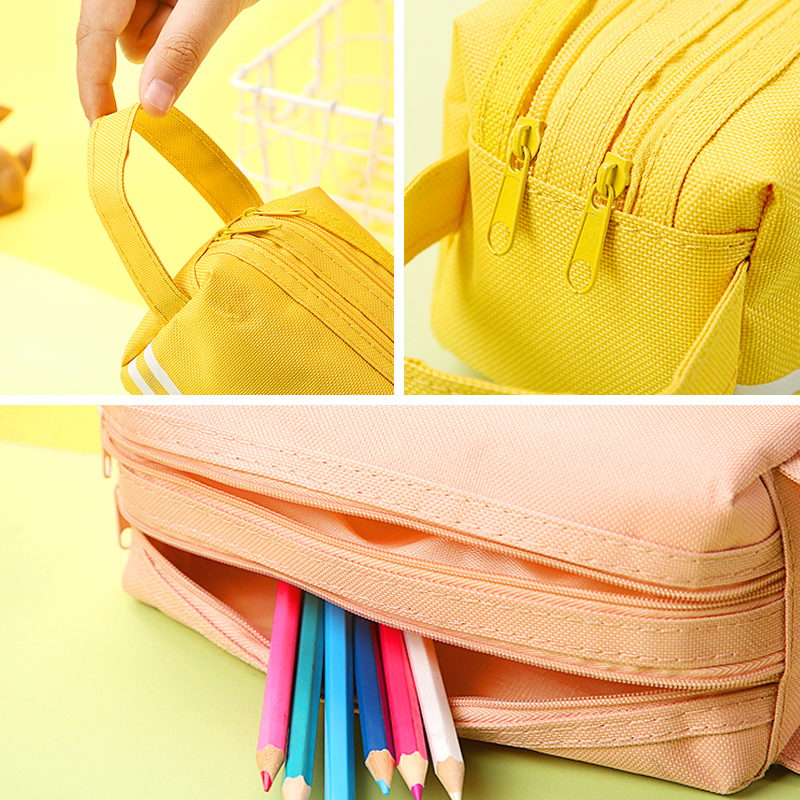 Túi đựng bút 2 ngăn có sức chứa lớn phong cách Hàn Quốc đơn giản tiện lợi dành cho học sinh
