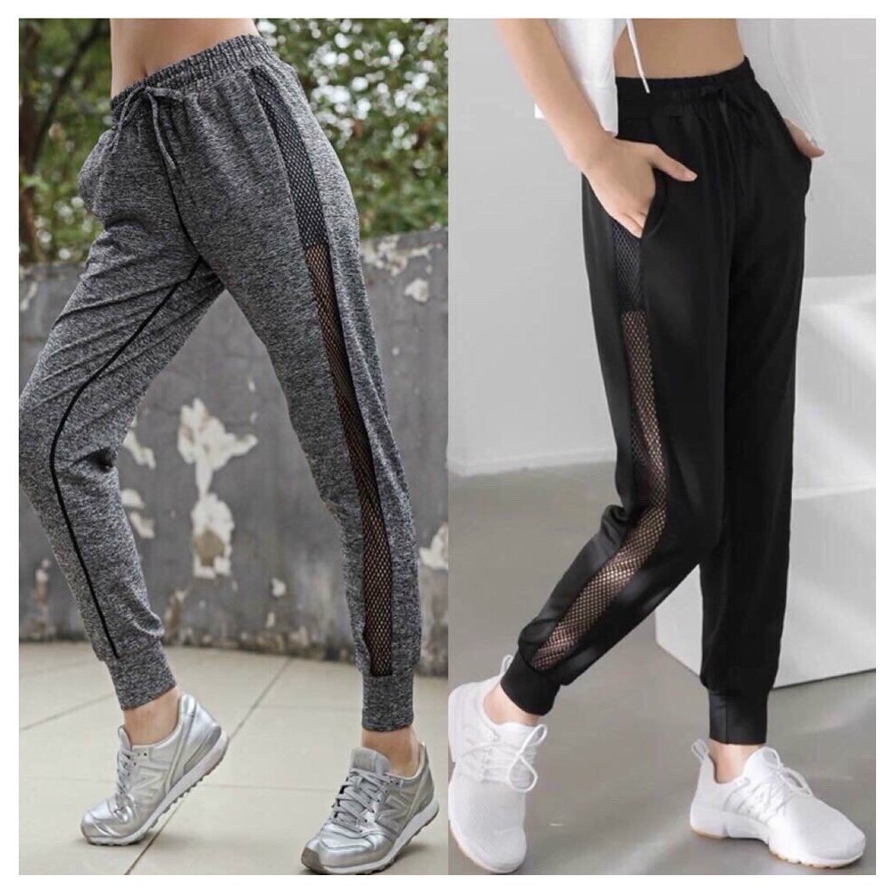 Quần Jogger Phối Lưới Thoáng Khí (đồ tâp gym-yoga nữ)