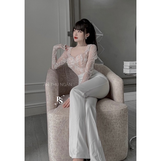 Jumsuit áo ren quần suông xuất sắc