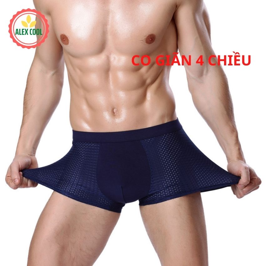 Combo 4 quần sịp quần lót nam đùi thun lạnh thông hơi cạp to cao cấp alex cool
