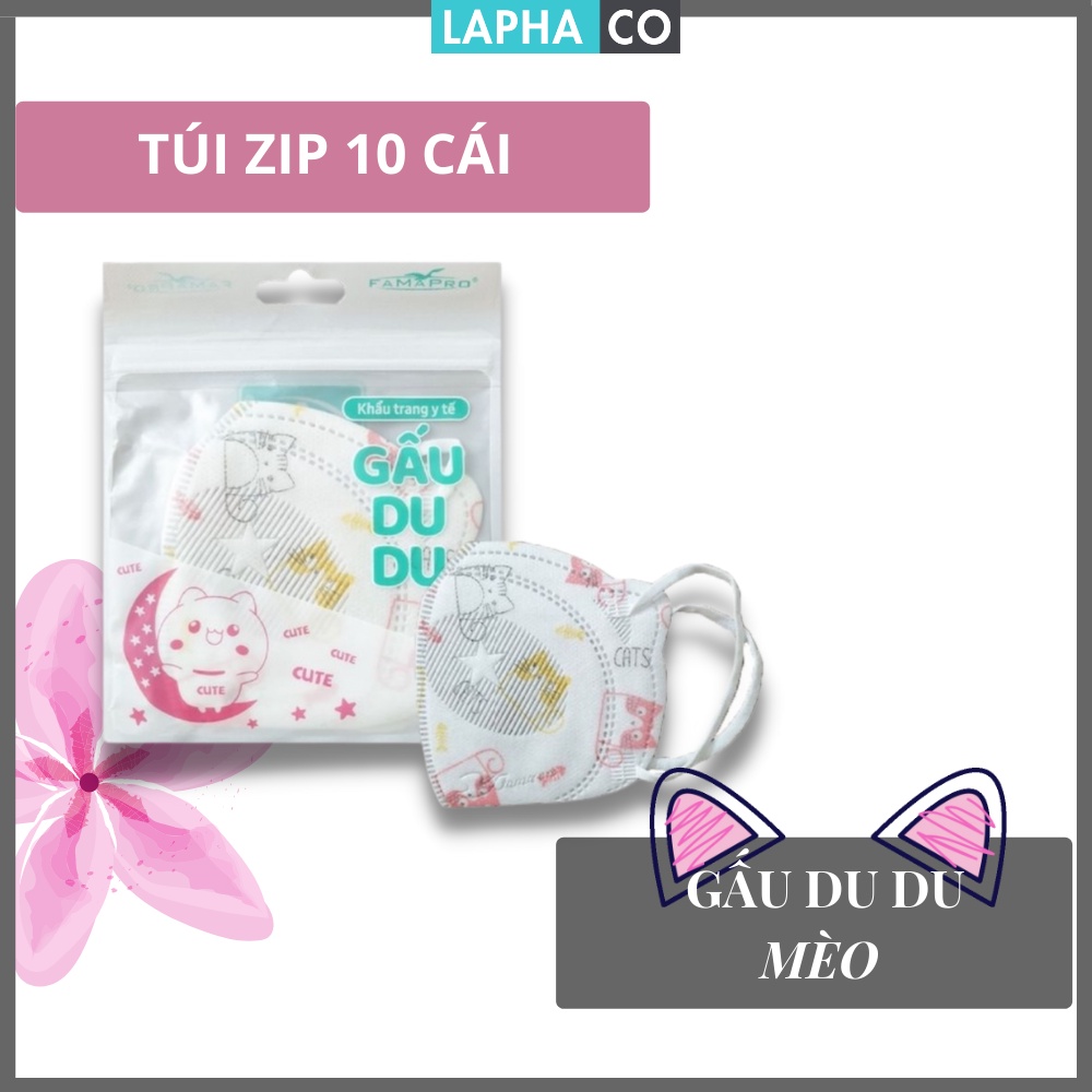 [ GẤU DU DU NAM ANH - COMBO 5 TÚI - 50CÁI] Khẩu trang trẻ em 3d Gấu Du Du Famapro Kháng giọt bắn, Kháng khuẩn