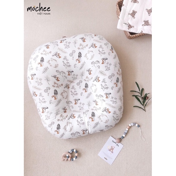 Gối Chống Trào Ngược 2 Mặt MOCHEE VIỆT NAM Chất Liệu Cotton Mềm Mại, Thoáng Khí, An Toàn Cho Bé