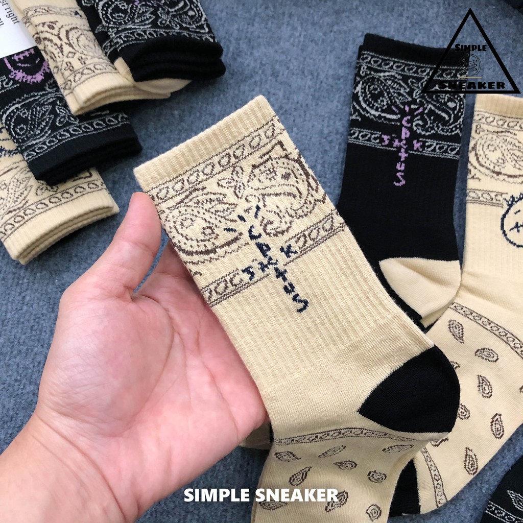 Vớ Cổ Cao Thể Thao Travis Scott 🔴FREE SHIP🔴 Tất Nam Nữ Unisex Họa Tiết Bandana - Phối Giày Jordan