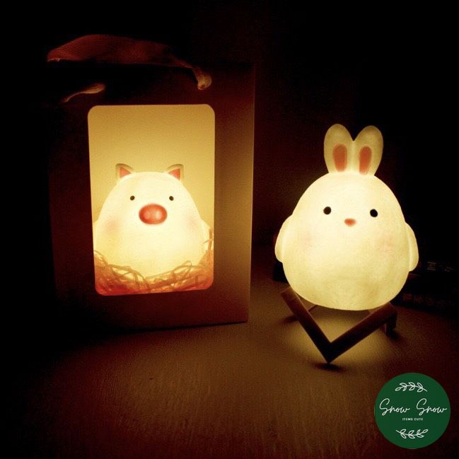 Đèn Ngủ Để Bàn - Đèn Ngủ hình Gấu Thỏ dễ thương trang trí phòng tặng kèm pin tiện lợi nhựa cứng siêu bền