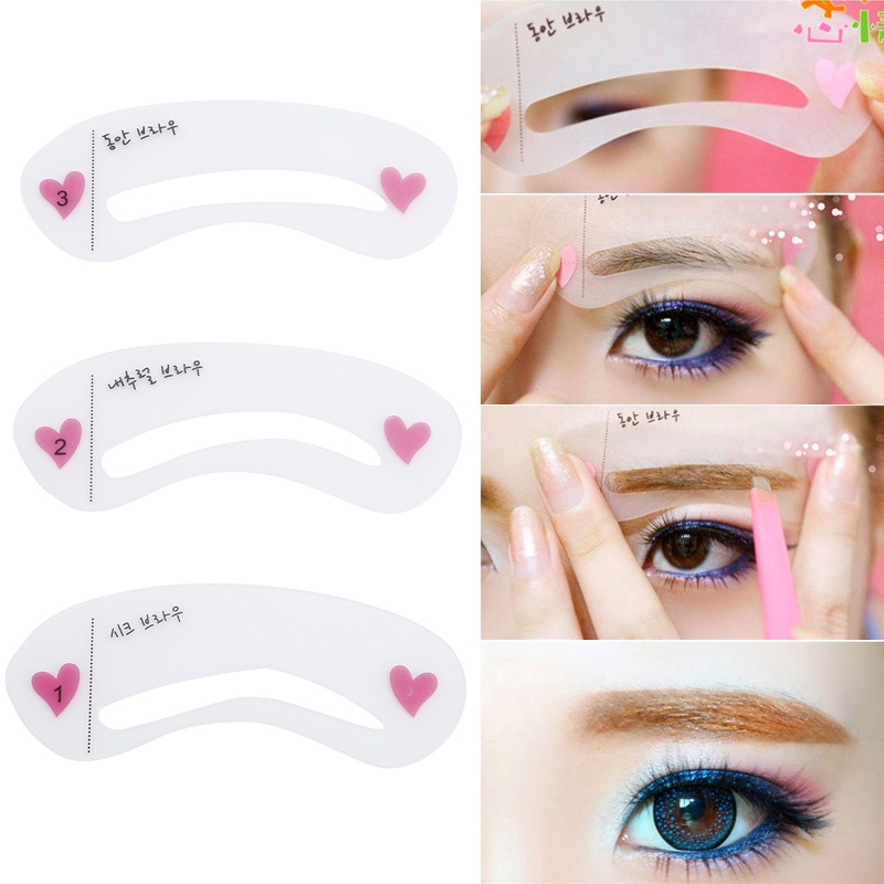 Set 3 Khuôn Vẽ Lông Mày Diy Có Thể Tái Sử Dụng Tiện Lợi