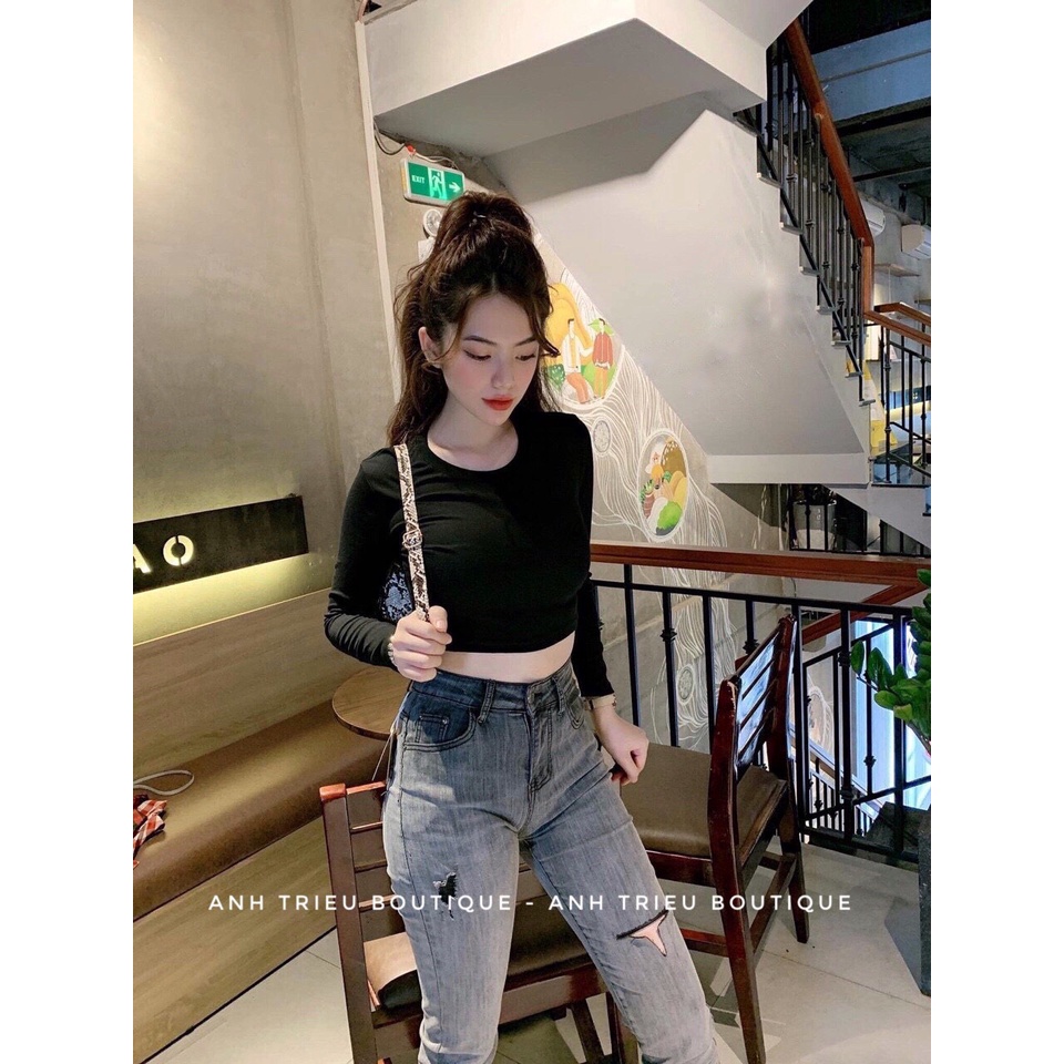 [XEM CLIP] Áo Croptop Nữ Tay Dài Chất Thun QC Siêu Đẹp | BigBuy360 - bigbuy360.vn