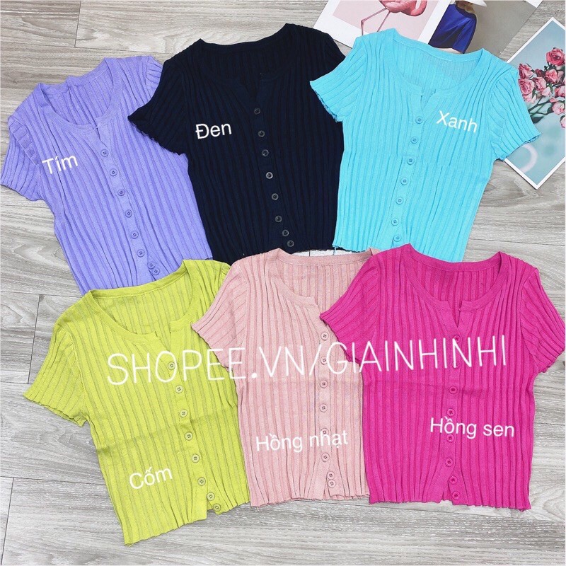 Áo len mỏng dáng ngắn cổ tròn, Áo len dáng croptop cài cúc ngắn tay AL1211 - NhiNhiShop | BigBuy360 - bigbuy360.vn