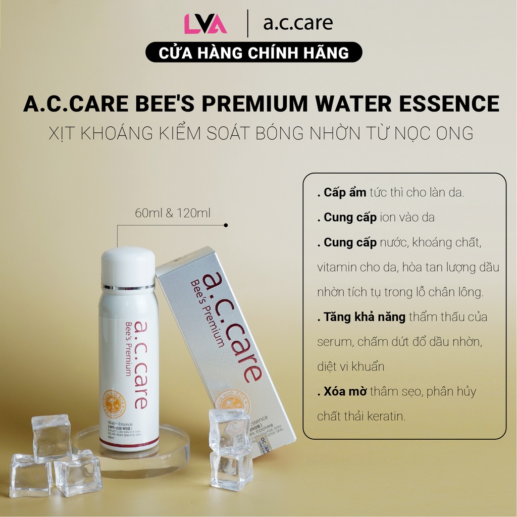 Xịt khoáng kiểm soát bóng nhờn từ nọc ong AC Care Bee's Premium Water Essence 60ml