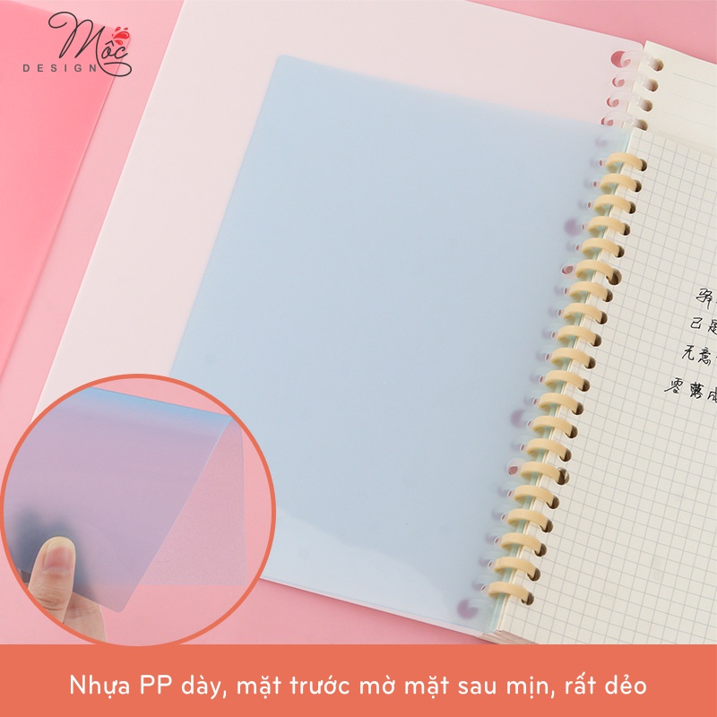 BÌA LÁ RỜI đóng sổ nhựa nhiều màu sắc A4 B5 A5 làm planer sổ còng đã đục lỗ Bullet Journal