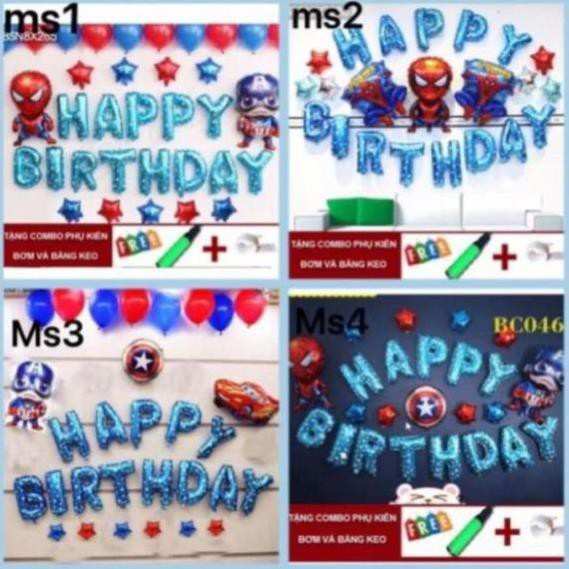 Set bóng siêu nhân, người nhện trang trí sinh nhật (kèm bơm keo)