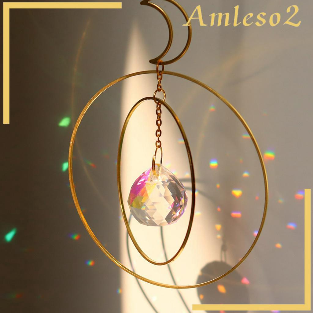 Moon Crystal Sun Catcher Crystal Rainbow Maker Ornament Hanging Suncatcher