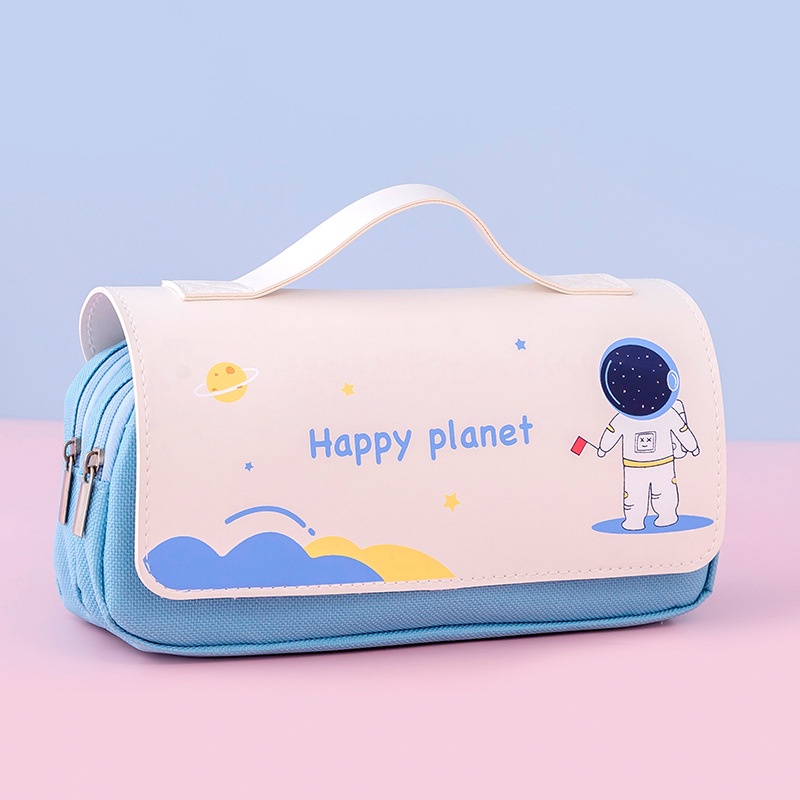 Hộp bút Planet cao cấp nhiều ngăn, nắp da - QSND