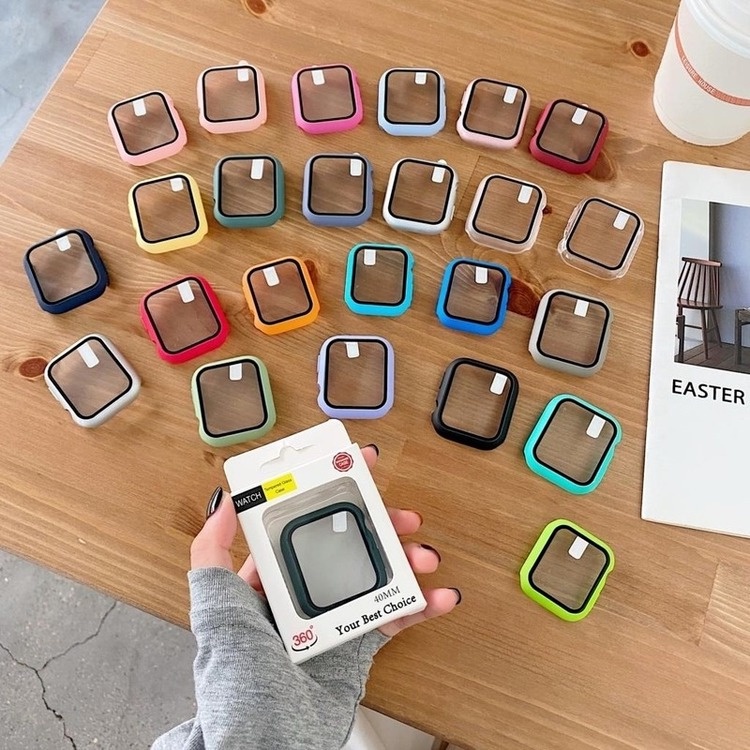 Ốp Bảo Vệ Mặt Đồng Hồ iwatch 2022 + Kính Bảo Vệ Màn Hình 44mm 40mm 2 6 5 4 3 se