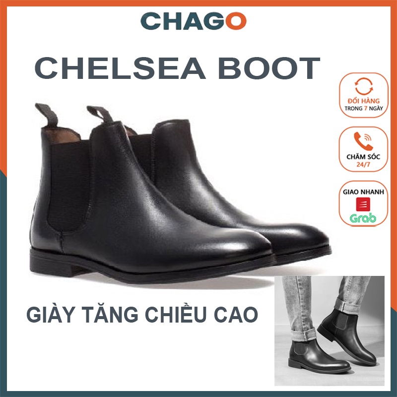 Giày bốt cao cổ Giày chelsea boot nam da bò cao cấp tăng chiều cao tây công sở đẹp CHAGO GCS106