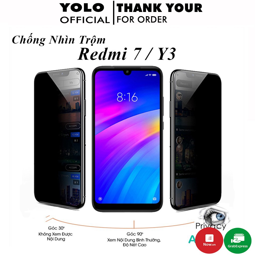 Cường lực redmi 7 Y3 Chống Nhìn Trộm Full Màn Hình Tặng Kèm Khăn Lau
